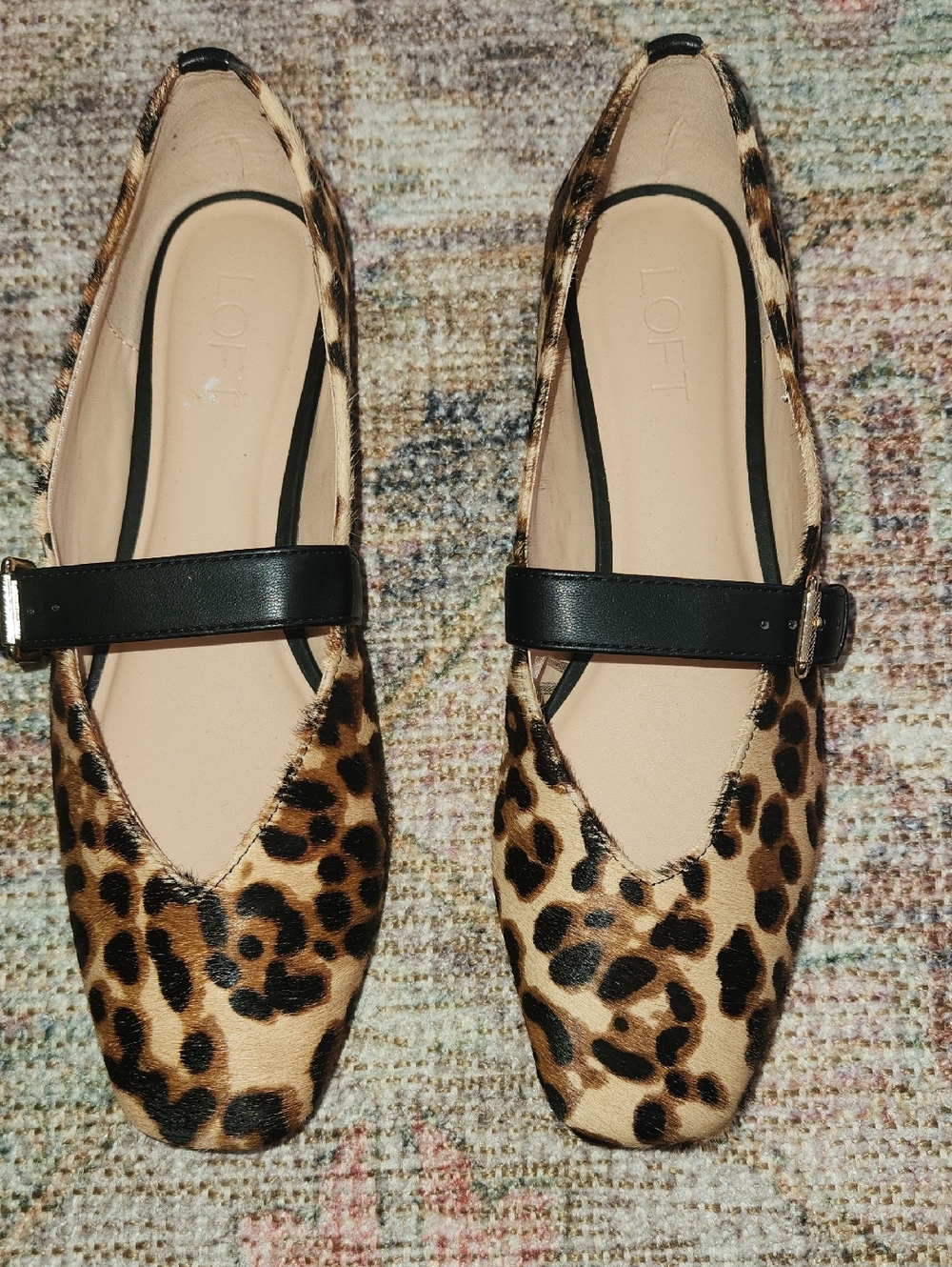 Nwot-Loft Leopard Print Mary Jane Flats Size 8½